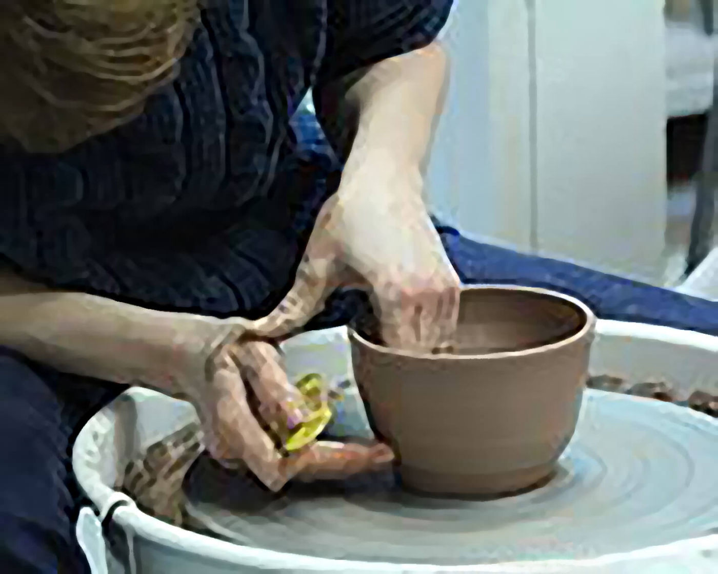 Grace Markley at Pottery Wheel