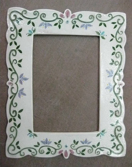 Hand-Painted Stoneware Picture Frame
