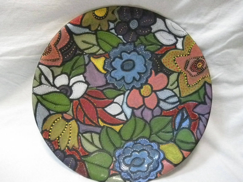 "Stained Glass" Stoneware Serving Bowl