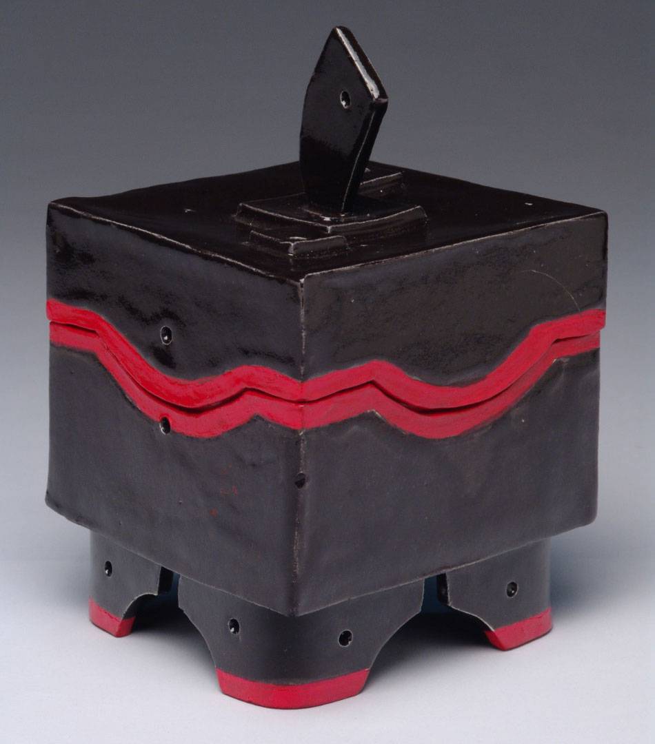Black Cube Jewelry Box with Red Velvet Lining