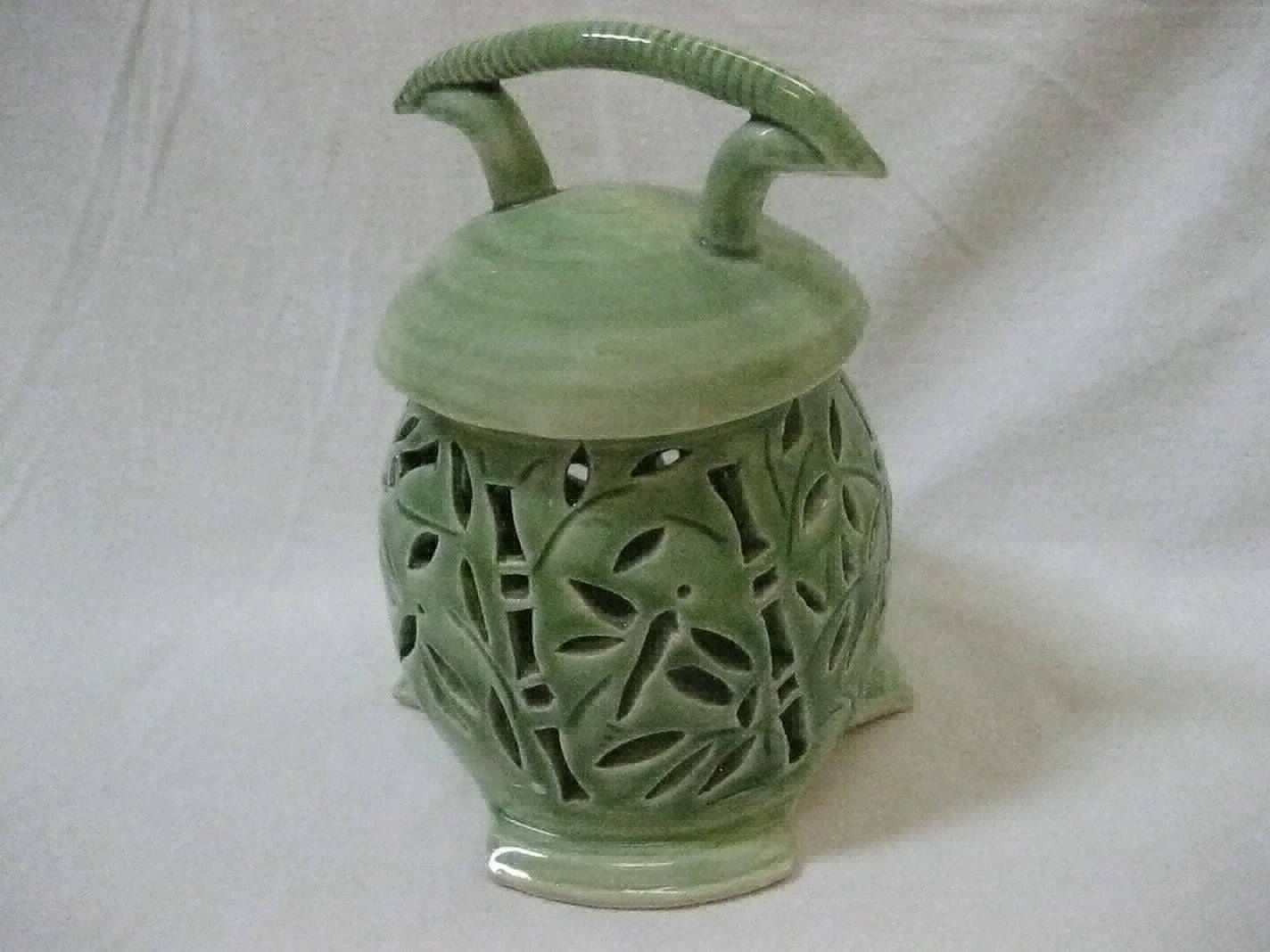 Carved Dragonfly Stoneware Lantern