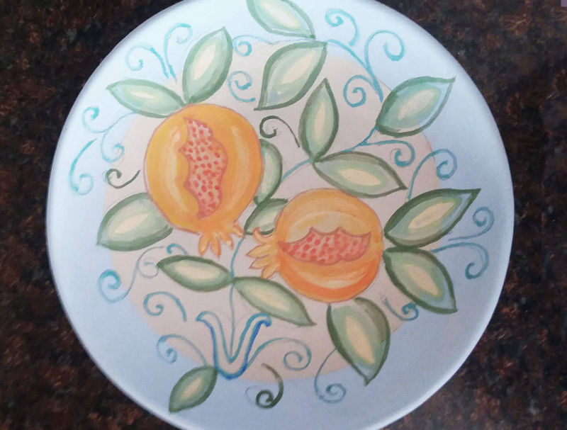  In Progress: Pomegranate Decorated Soup Bowl